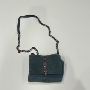 Zara Blue Suede Feather Crossbody - Blue